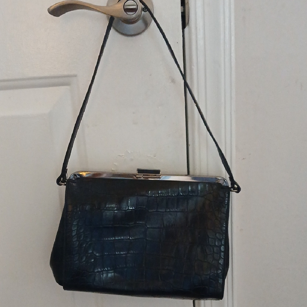 Esprit Black Crocodile-Embossed Clutch